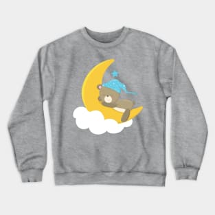 Sleeping Bear, Little Bear, Bear On The Moon Crewneck Sweatshirt